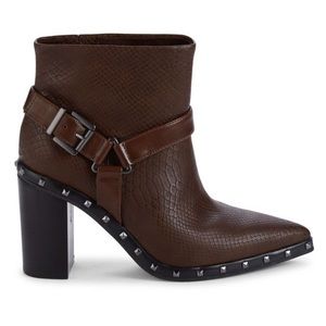 CHARLES BY CHARLES DAVID Decker Embossed Snakeskin-Print Boots booties heels